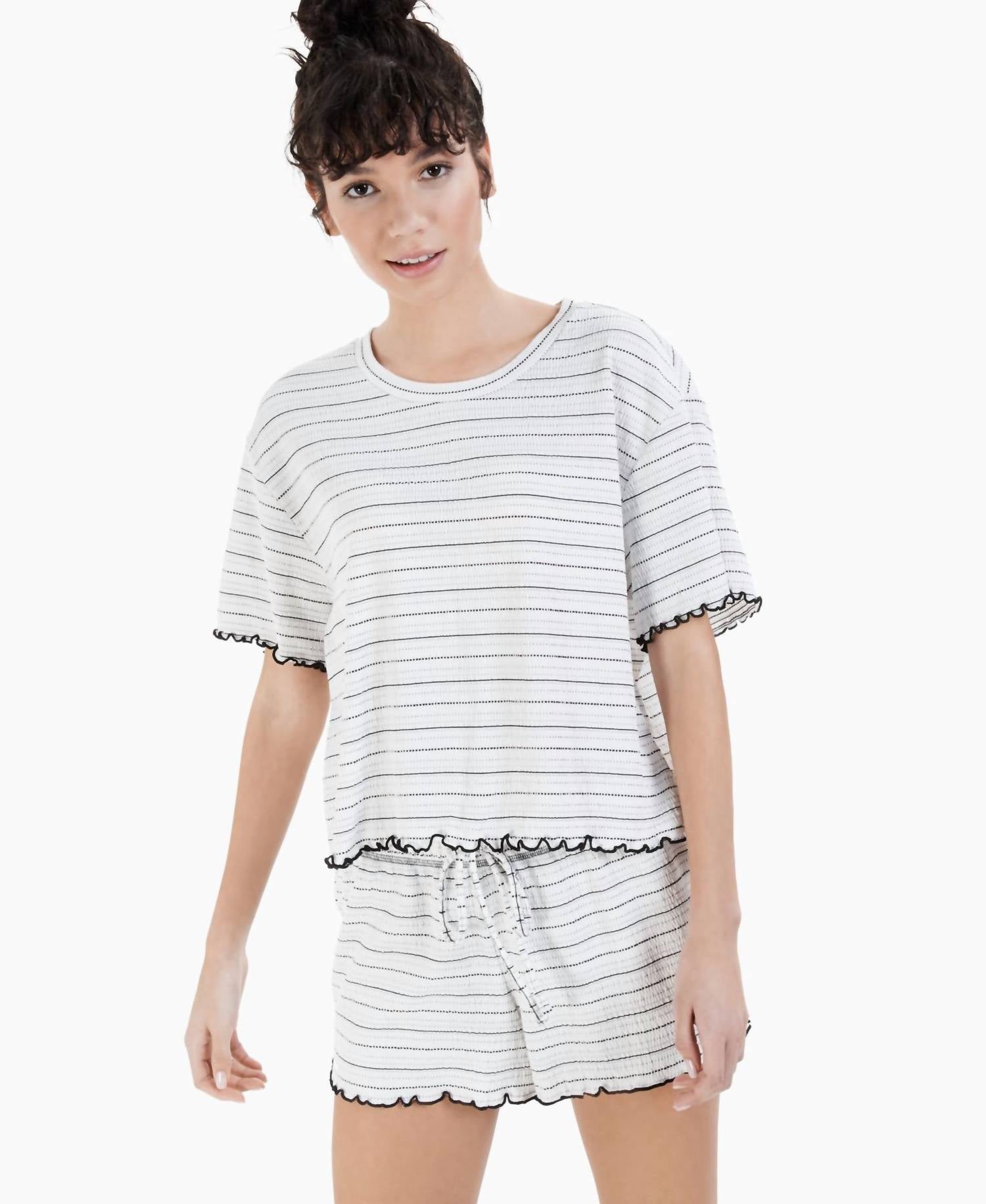 Jenni By Jennifer Moore - Sleepwear Lettuce-edge Pajama Shorts Set