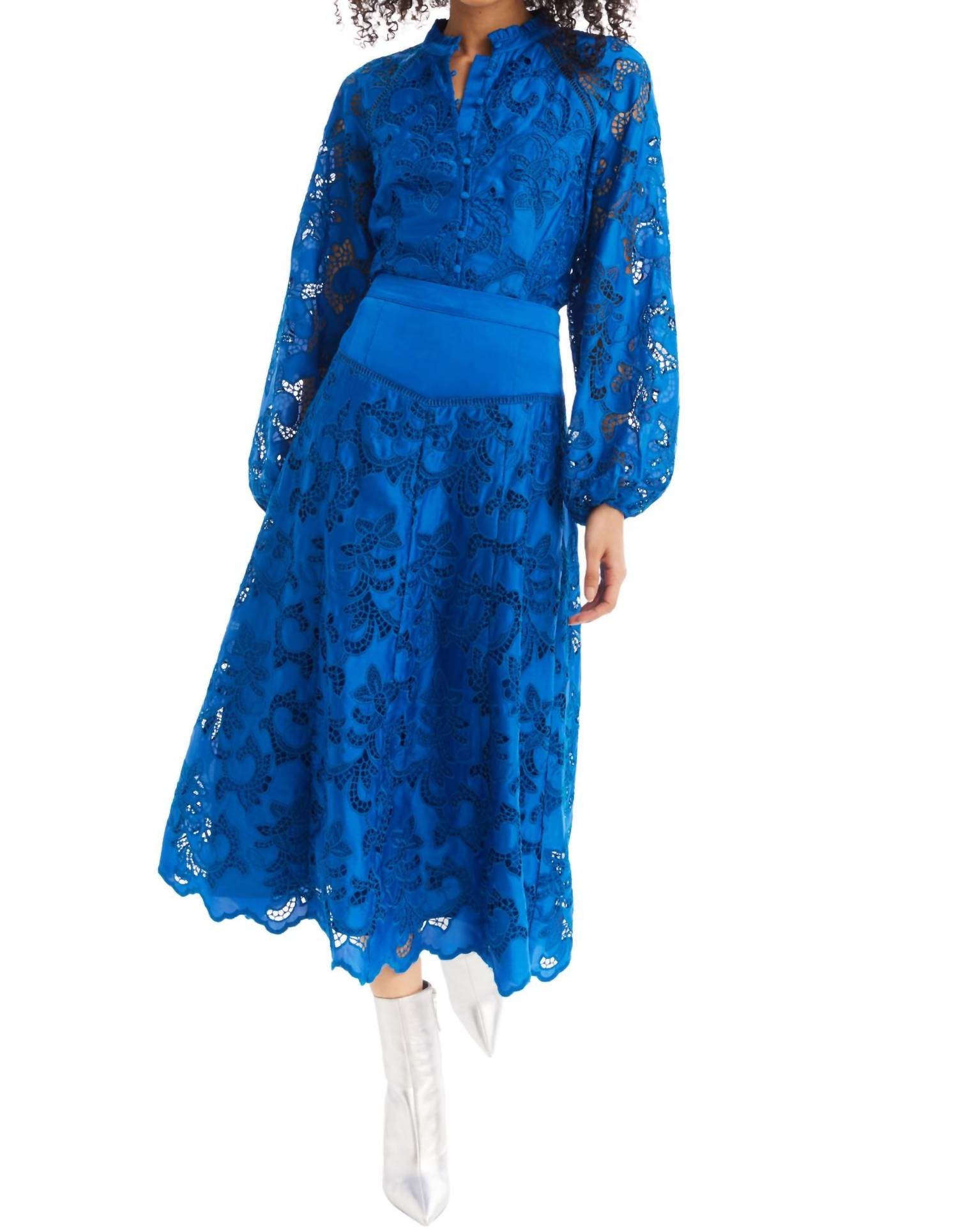 ALLISON NEW YORK Adeline Blouse in cobalt - women's blouse - detail view