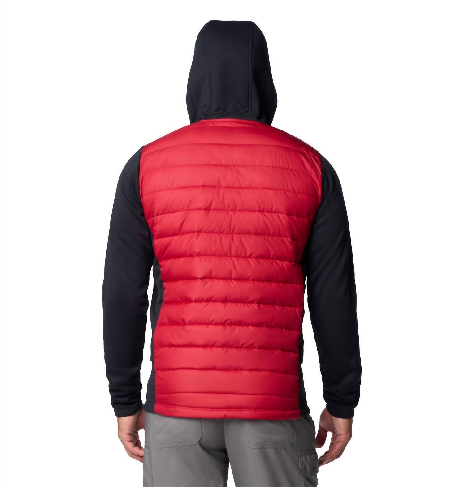 Columbia Arkansas Hybrid Hoodie in black red velvet - men's jacket - detail view