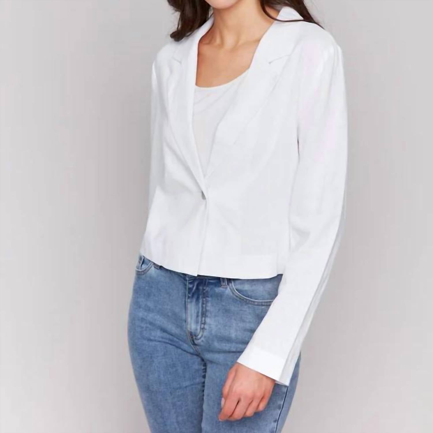 Charlie B - Women's Cropped Linen Blend Blazer
