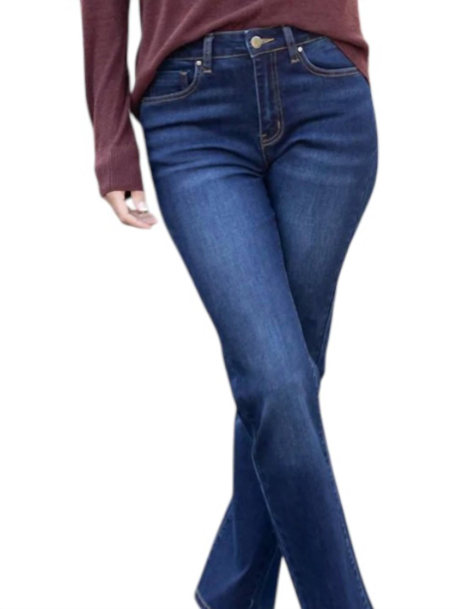 Grace and Lace Mel's Favorite Straight Leg Denim Jeans in dark wash - women's jeans - detail view
