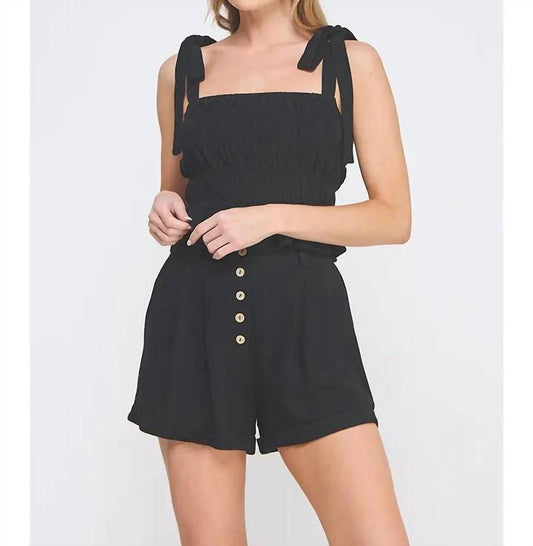 Allie Rose - Soft Linen Smocked Tie Straps Tank Top