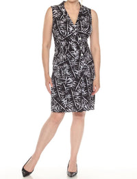 Joseph Ribkoff - Leaf Print Sleeveless A-line Dress