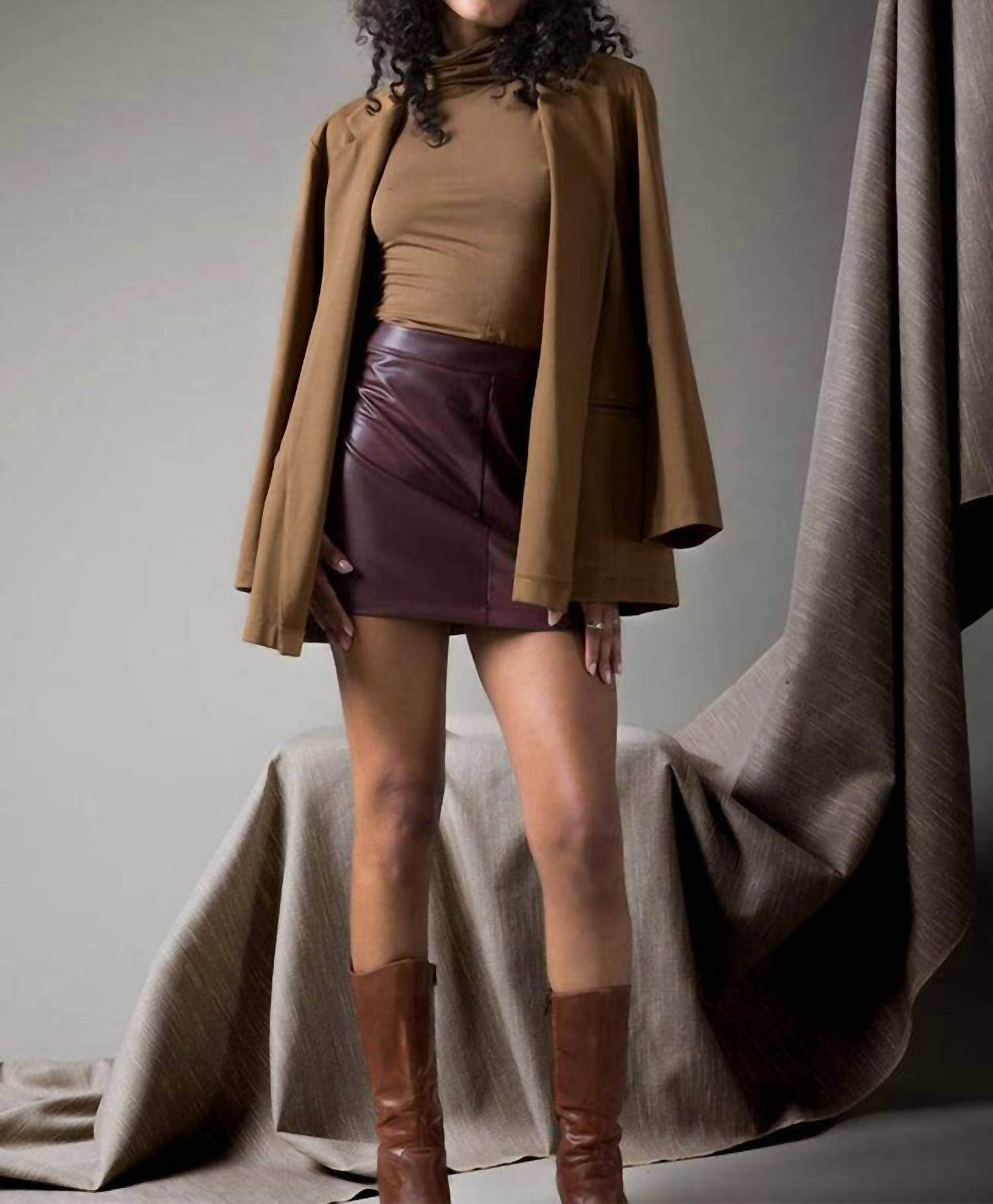 RIPLEY RADER Ponte Knit Oversized Blazer in camel - women's jacket - detail view