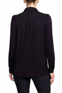 T Tahari - Collar Neck Cuff Button Detail Blouse