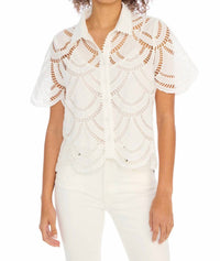 ALLISON NEW YORK Clyde Cotton Eyelet Shirt in white - women's shirt