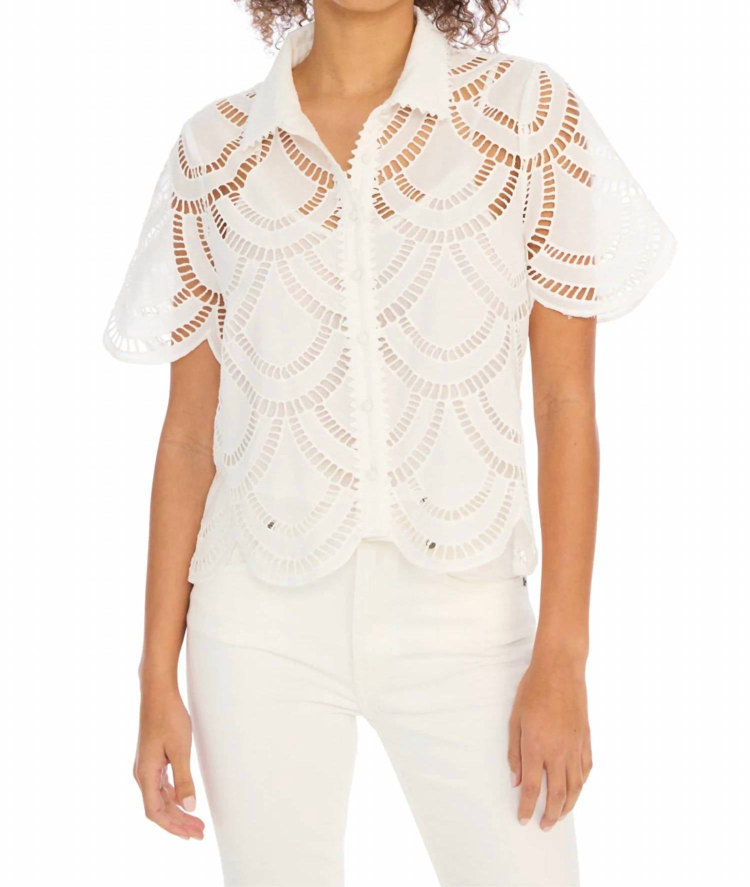 ALLISON NEW YORK Clyde Cotton Eyelet Shirt in white - women's shirt