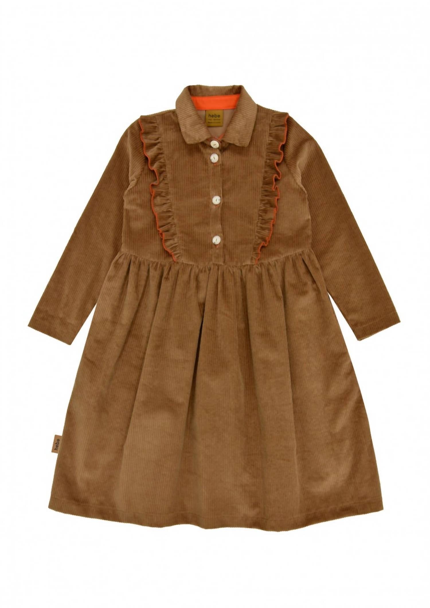 Hebe Clothing - Girl's Corduroy Dress With Ruffle