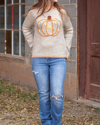 So Me Pumpkin and Floral Embroidered Sweater in beige - women's sweater - view 7