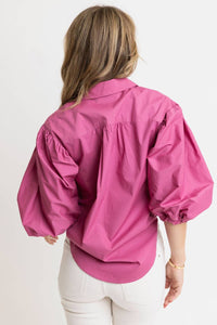 Karlie - Solid Poplin Button Top