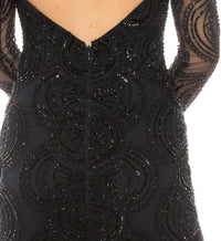 Aidan Mattox - Long Sleeve Cutout Back Beaded Dress