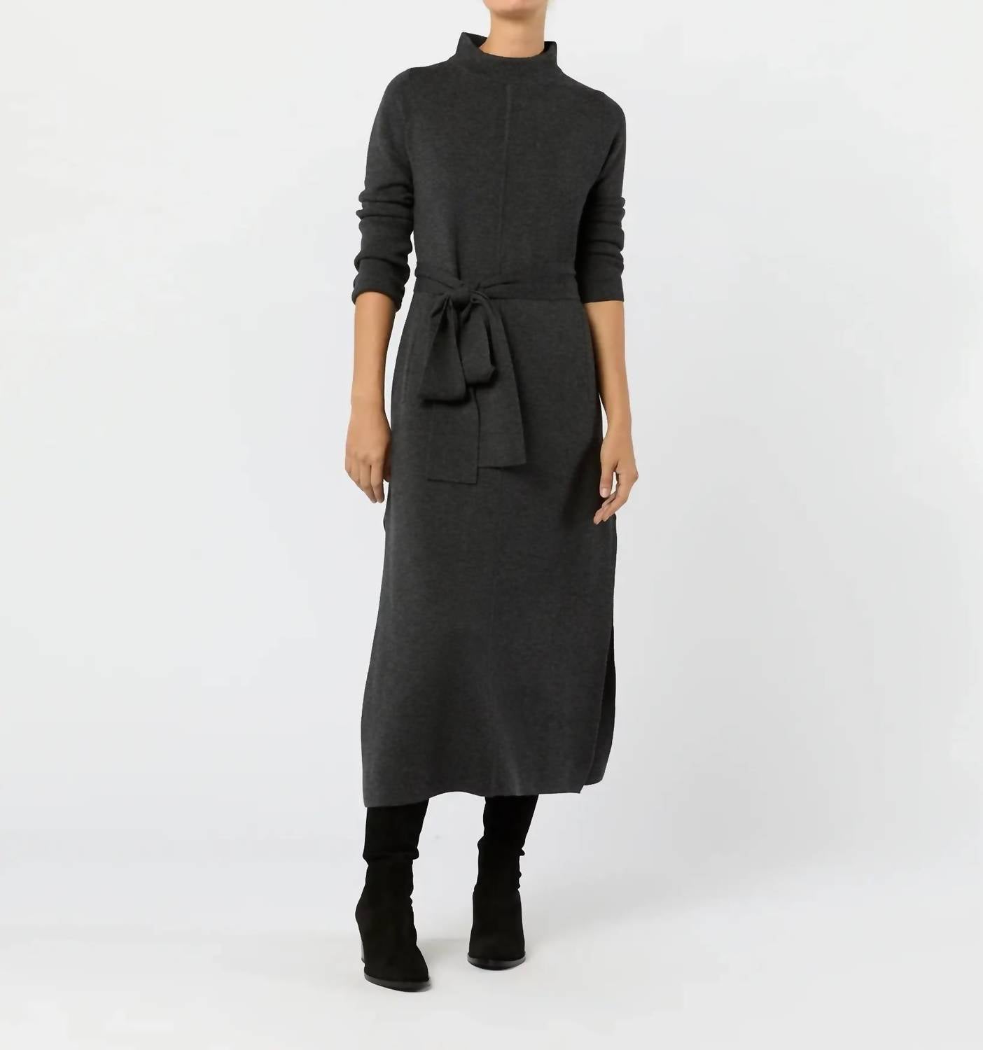 Ann Mashburn Lindsey Midi Dress in charcoal 1 - women's dress