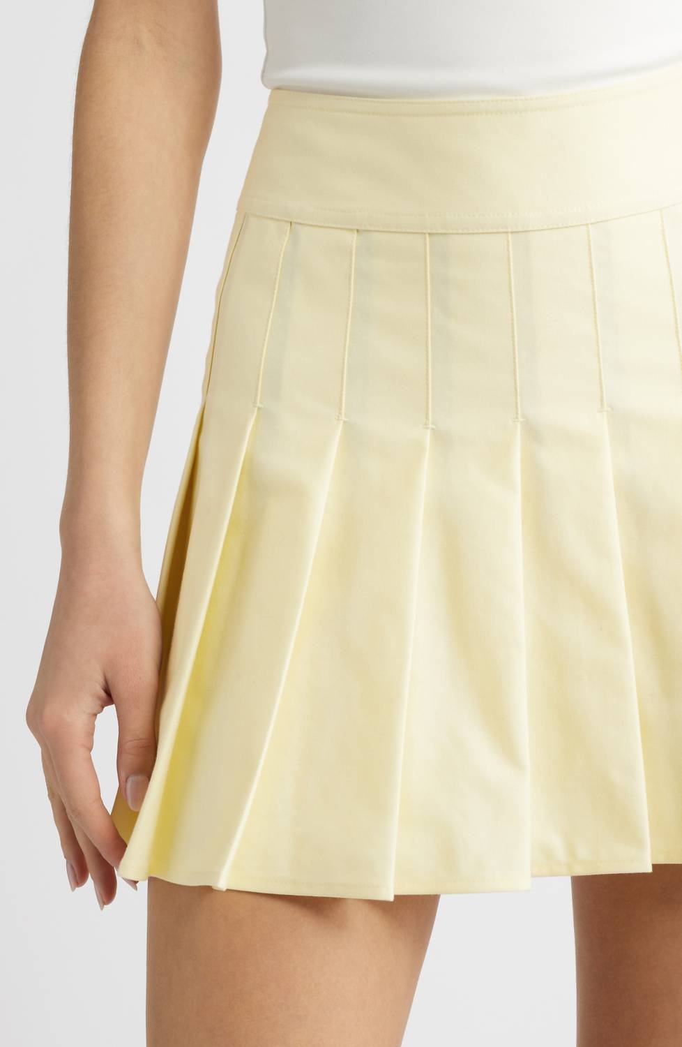 FRENCH CONNECTION Sabine Twill Pleated Mini Skirt in cornsilk yellow - women's skirt - view 4