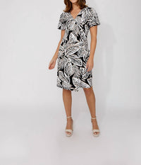 Frank Lyman - Floral Wrap V-neck Dress