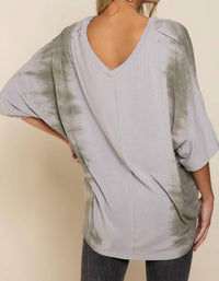 POL Never Felt So Soft Top in grey - women's long sleeve top - detail view