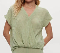 Michael Stars - Evie Gauze Short Sleeves Faux Wrap Top
