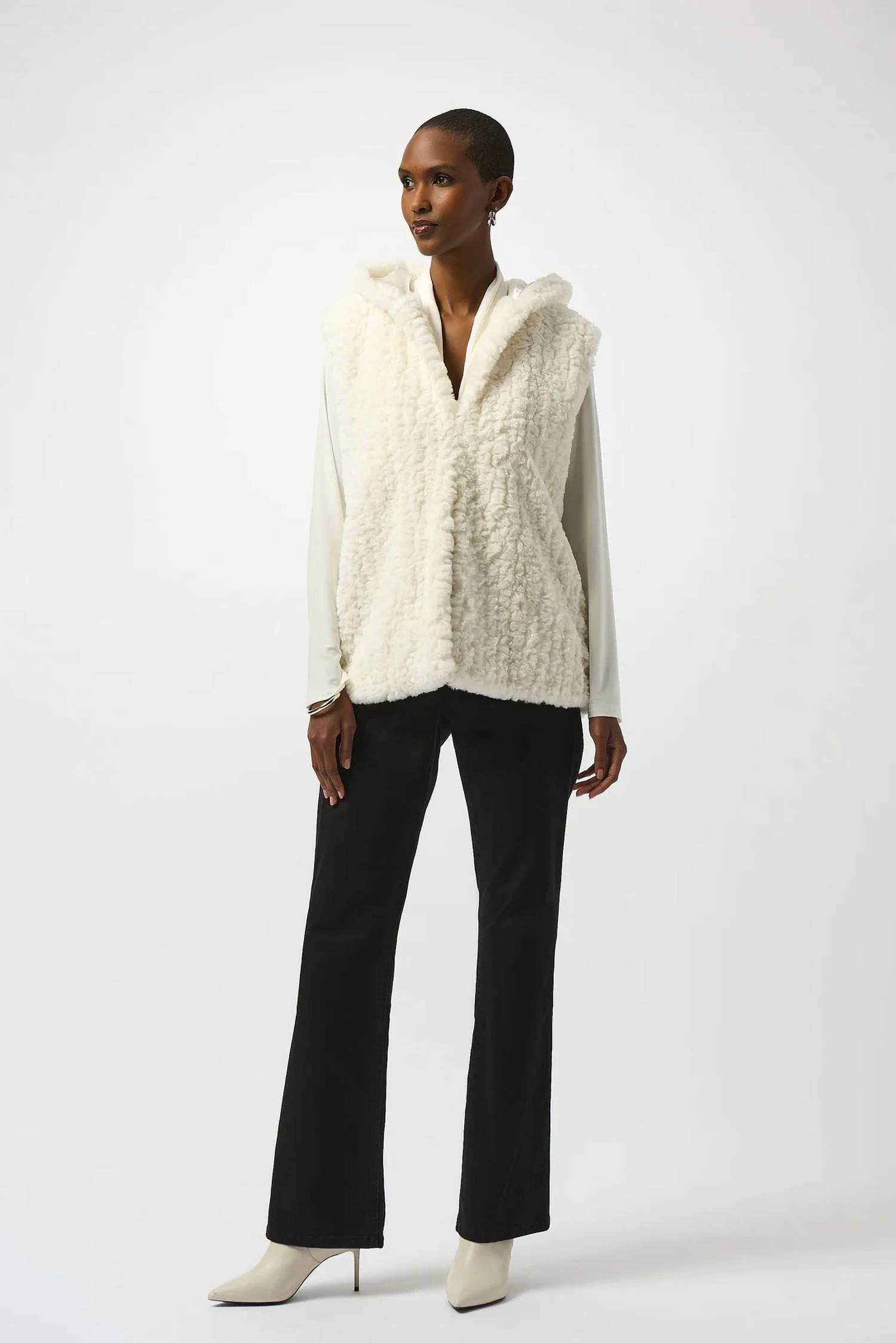 Joseph Ribkoff - Faux Fur Textured Stripe Vest