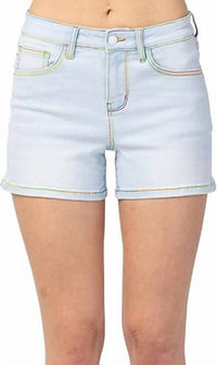 Judy Blue - Denim Shorts With Colorful Stitching