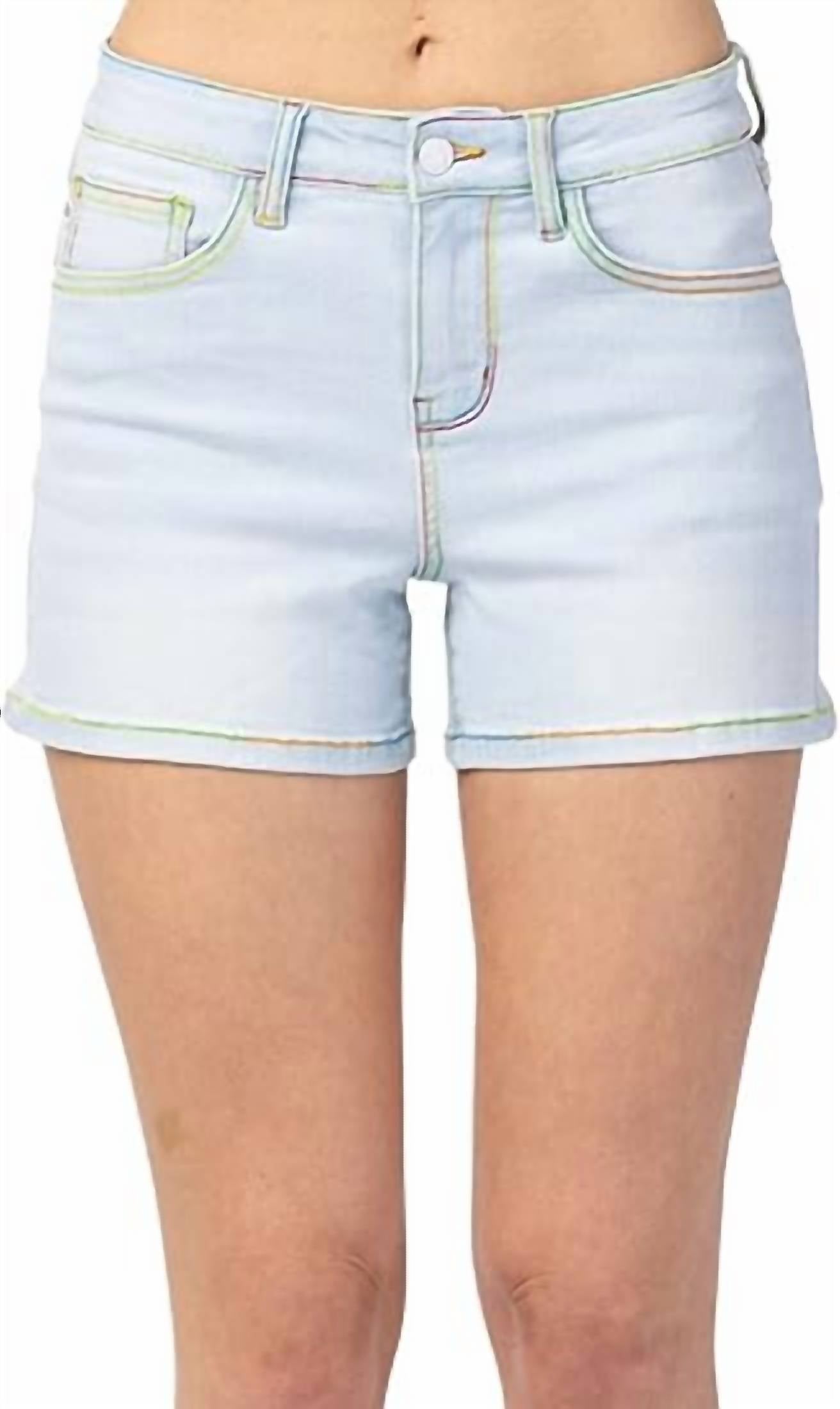 Judy Blue - Denim Shorts With Colorful Stitching