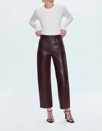 PISTOLA Jett High Rise Bowed Straight Pant in cabernet 2 - women's pants - detail view