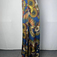 Malej Women's Floral Satin Maxi Skirt in navy multi - women's skirt - view 4