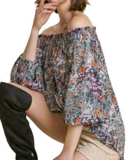 Umgee - Floral Off The Shoulder Smocked Top