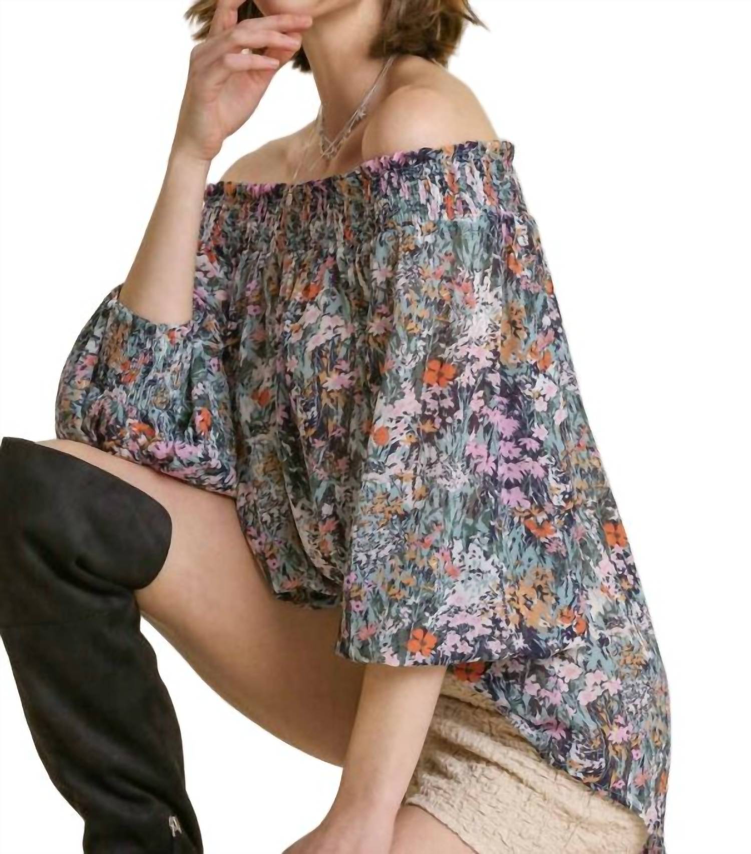 Umgee - Floral Off The Shoulder Smocked Top
