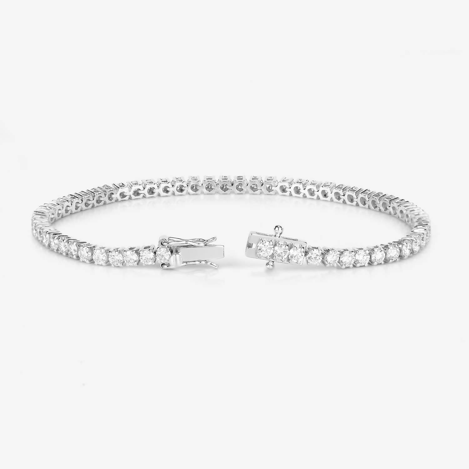 Diana M Jewels Women's Round Lab-grown Diamond Bracelet (5.10 Ct) - Elegant in 14k white gold - women's jewelry - detail view