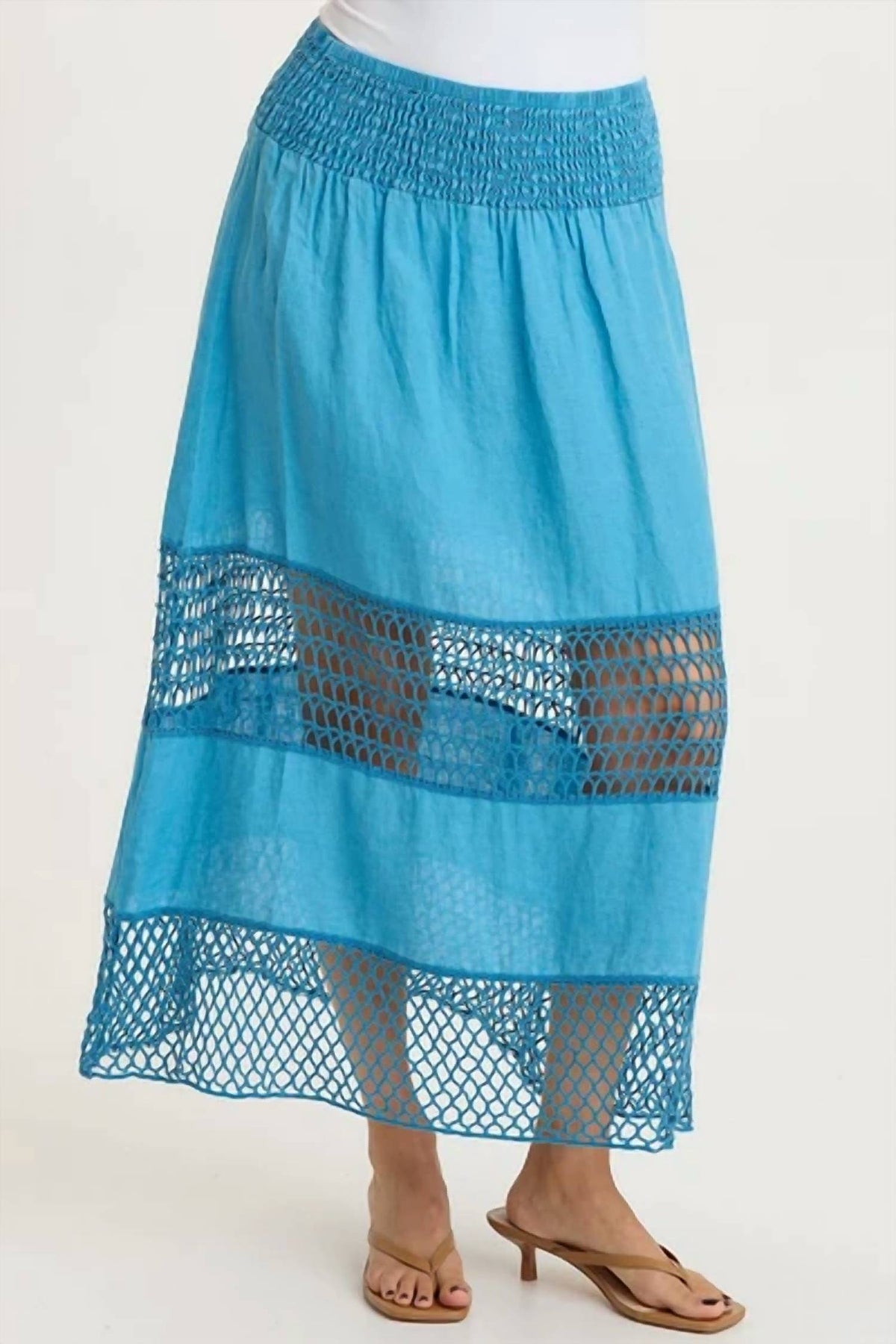 Xcvi - Fola Tiered Linen Crochet Skirt