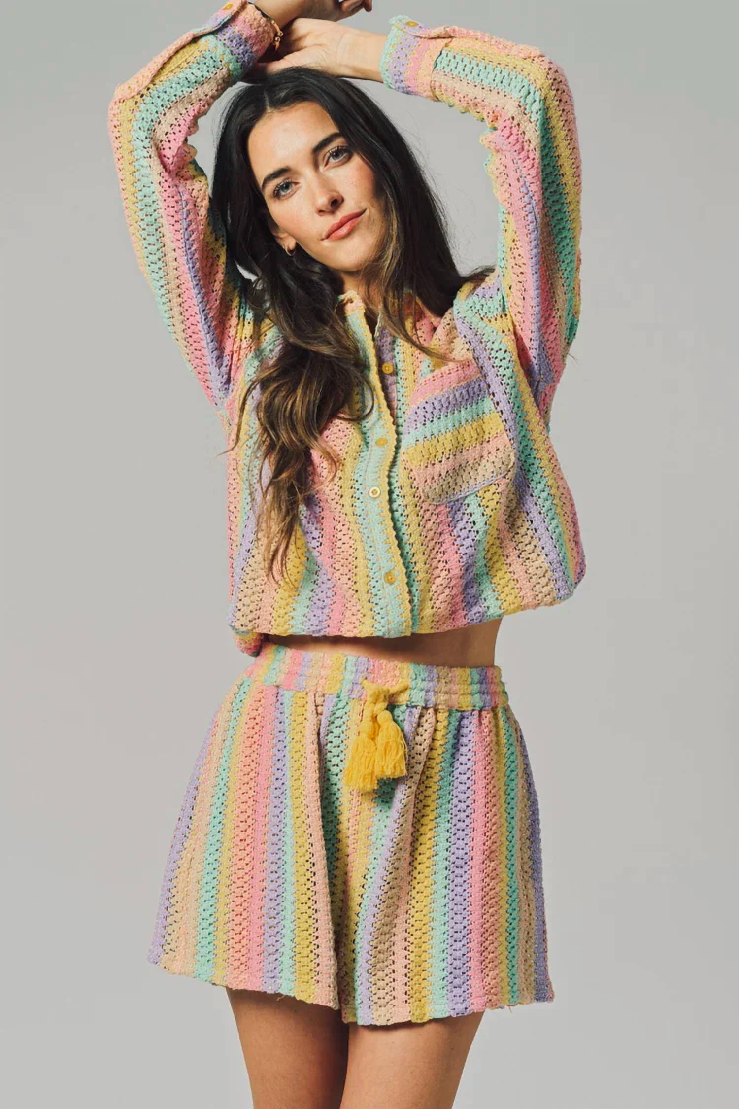 The Shirt - Crochet Cropped Boyfriend Shirt