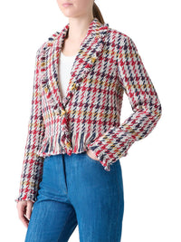 Akris Punto - Women's Check Tweed Maxi Fringes Jacket