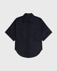 BONDI BORN Leiden Short Sleeve Shirt in navy - women's shirt - detail view