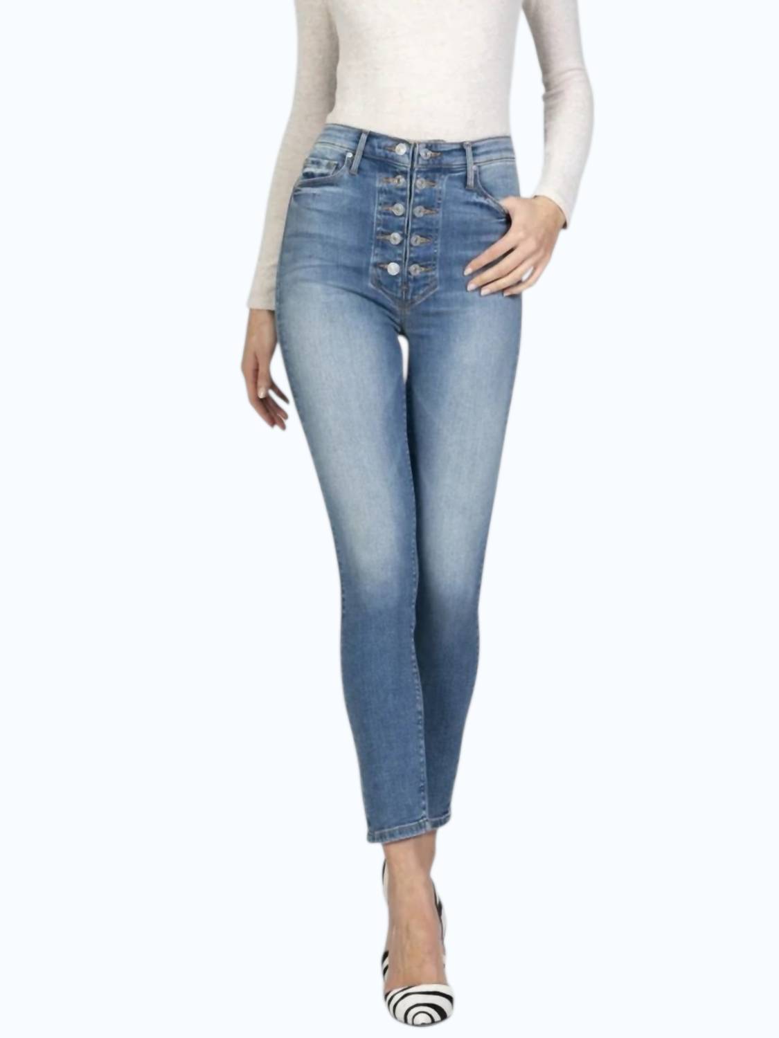 BLACK ORCHID Bridget Double Button Skinny Jean in music to my ears - women's jeans