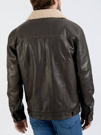 Wrangler - Faux Leather Chest Pockets Sherpa Jacket