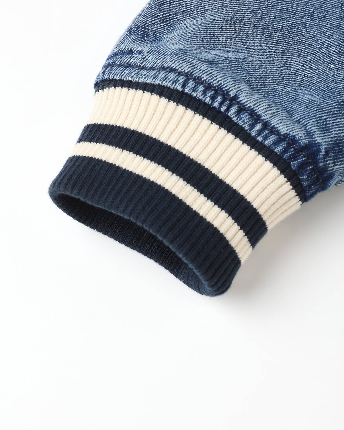 Rylee + Cru Kid's Varsity Jacket in medium denim - item - detail view