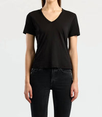 COTTON CITIZEN Standard V-neck Tee in jet black - women's t-shirt