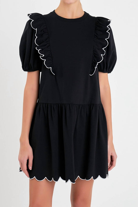 2.7 August Apparel - Scallop Edge Knit Mini Dress