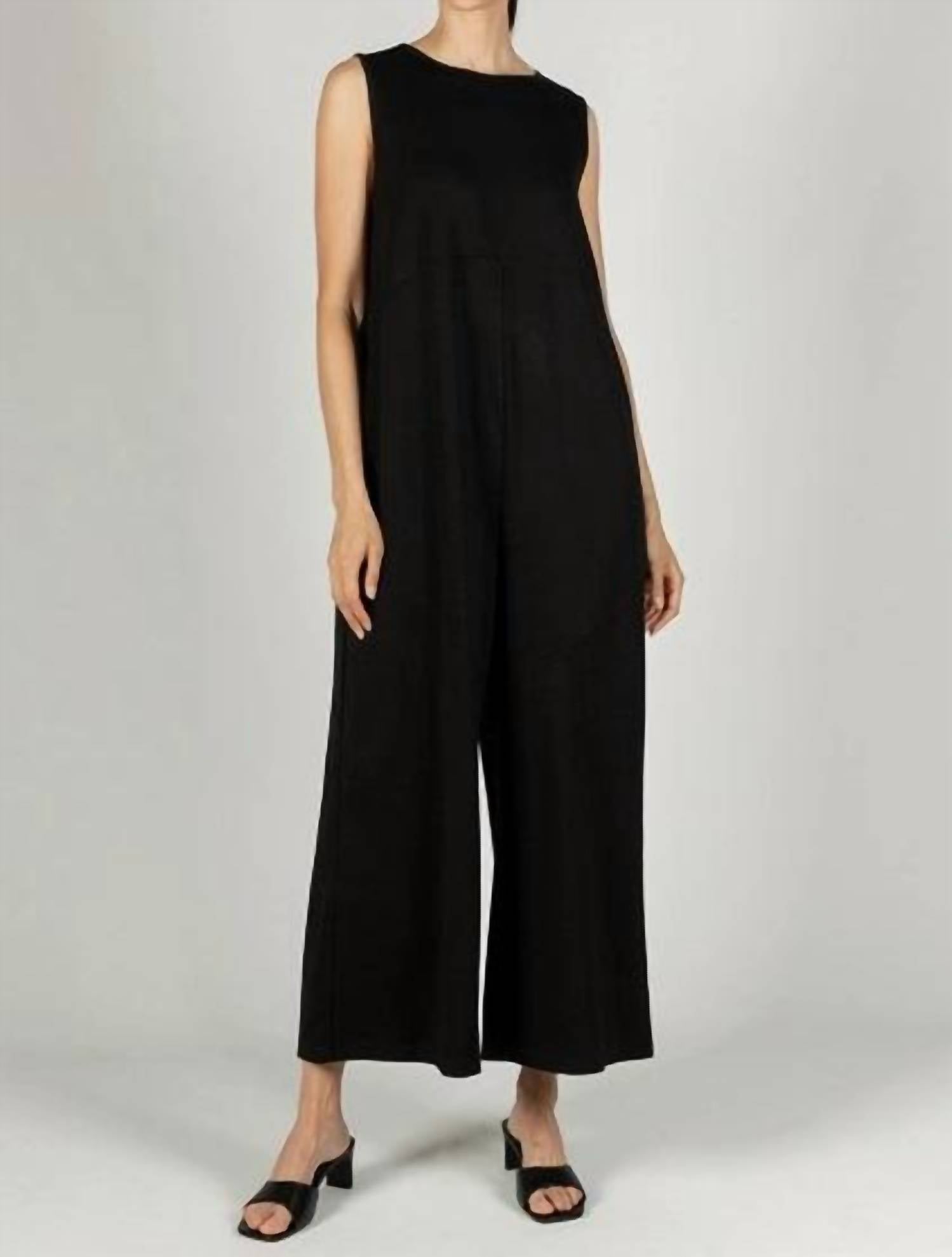 Before You Collection Scuba Binding Detail Sleeveless Jumpsuit in black - women's pants