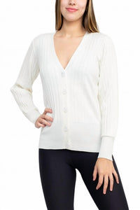 Cyrus - V-neck Button Down Long Sleeve Knit Cardigan