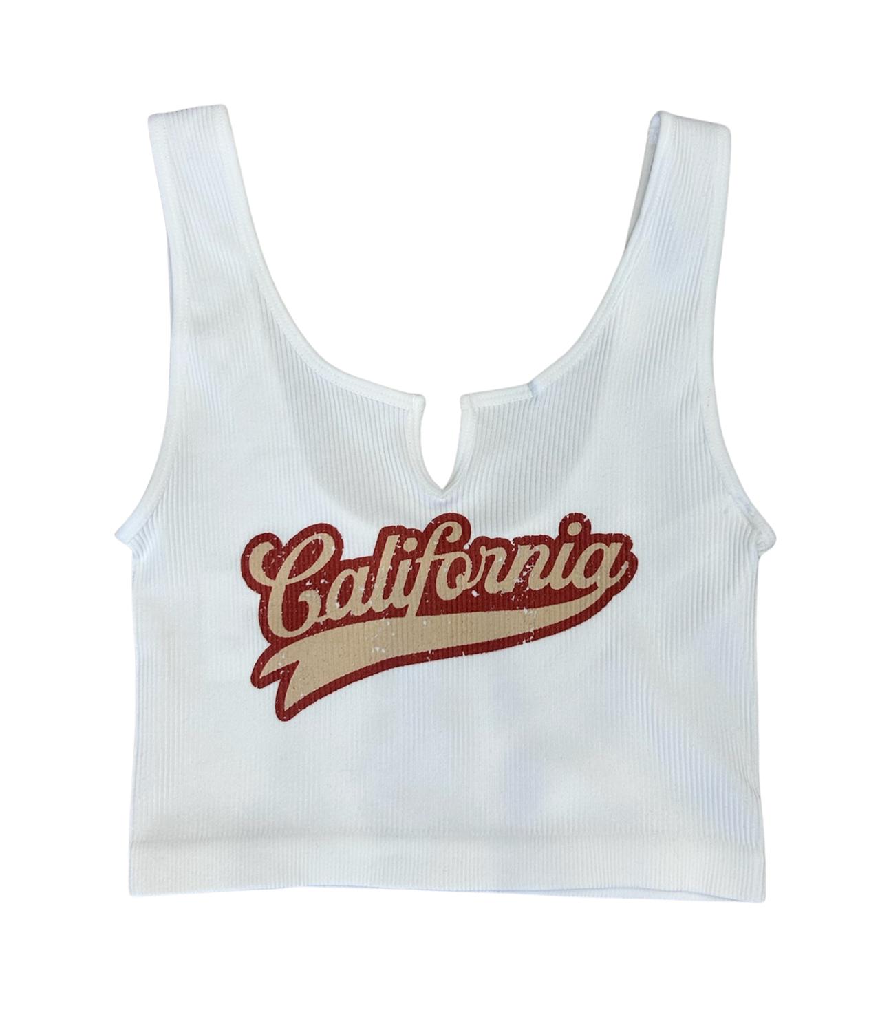 8apart Junior Women's Nez California Notched Front Tank in white - women's tank top