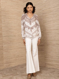 Hale Bob - Long Sleeve V Neck Lace Blouse