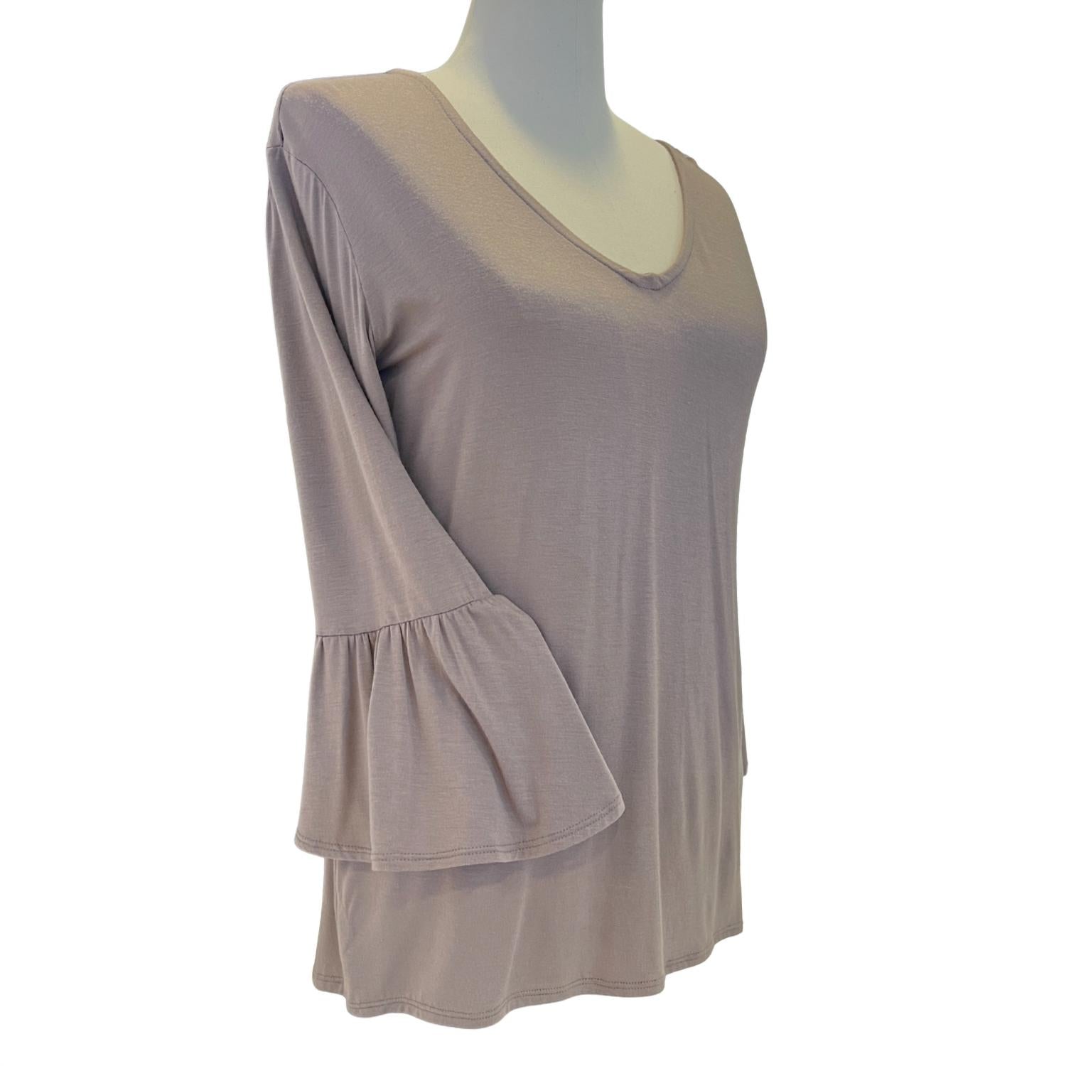 M.Rena - Womens V-neck Bell Sleeve Top