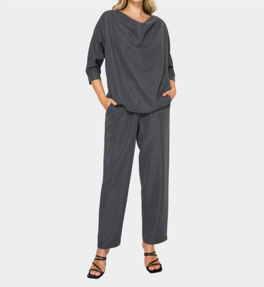 Joh - Drape Neck Knit Top & Pants Set