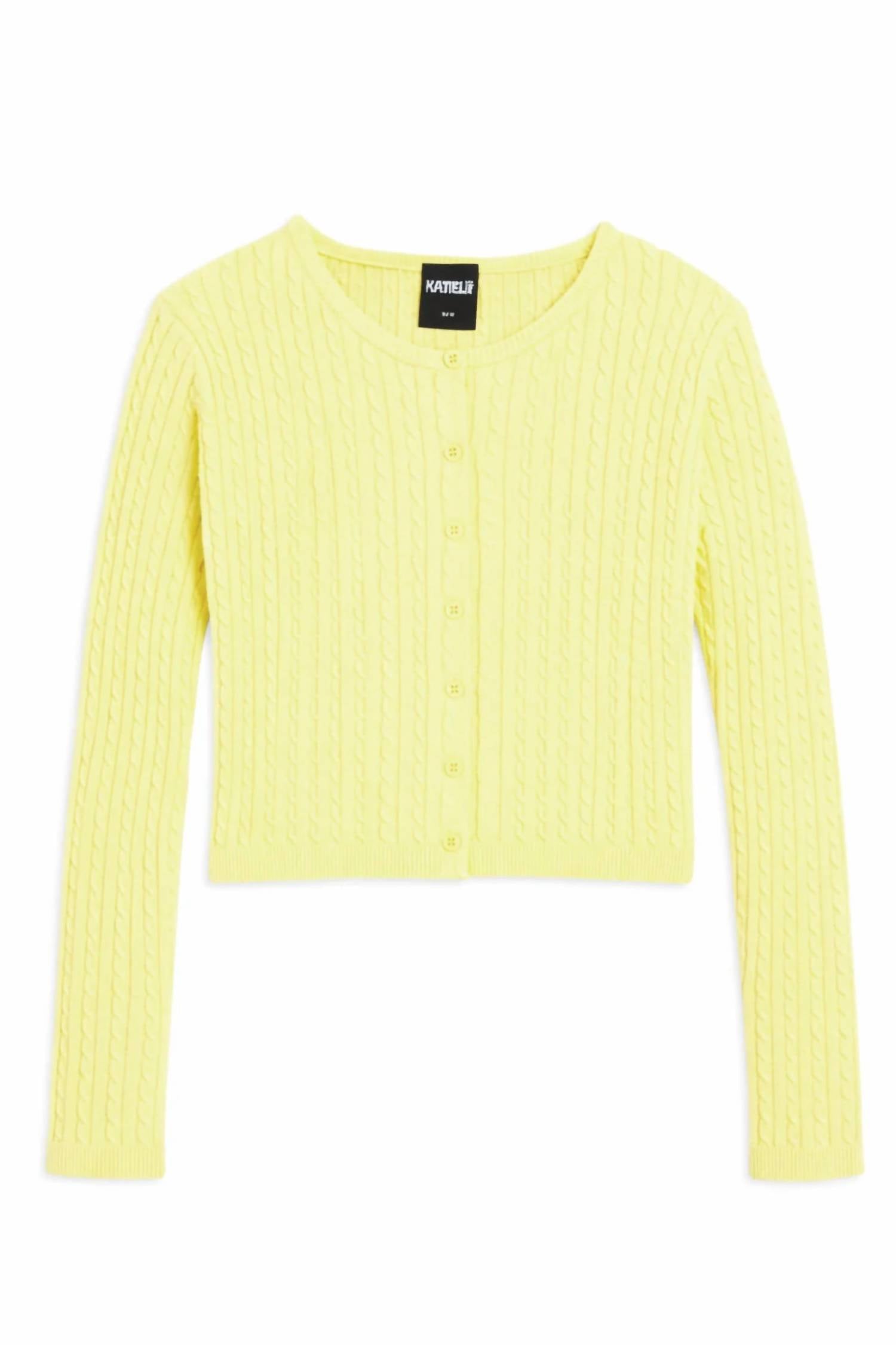 Katie J NYC Girl's Rory Crew Sweater in yellow - kids' sweater