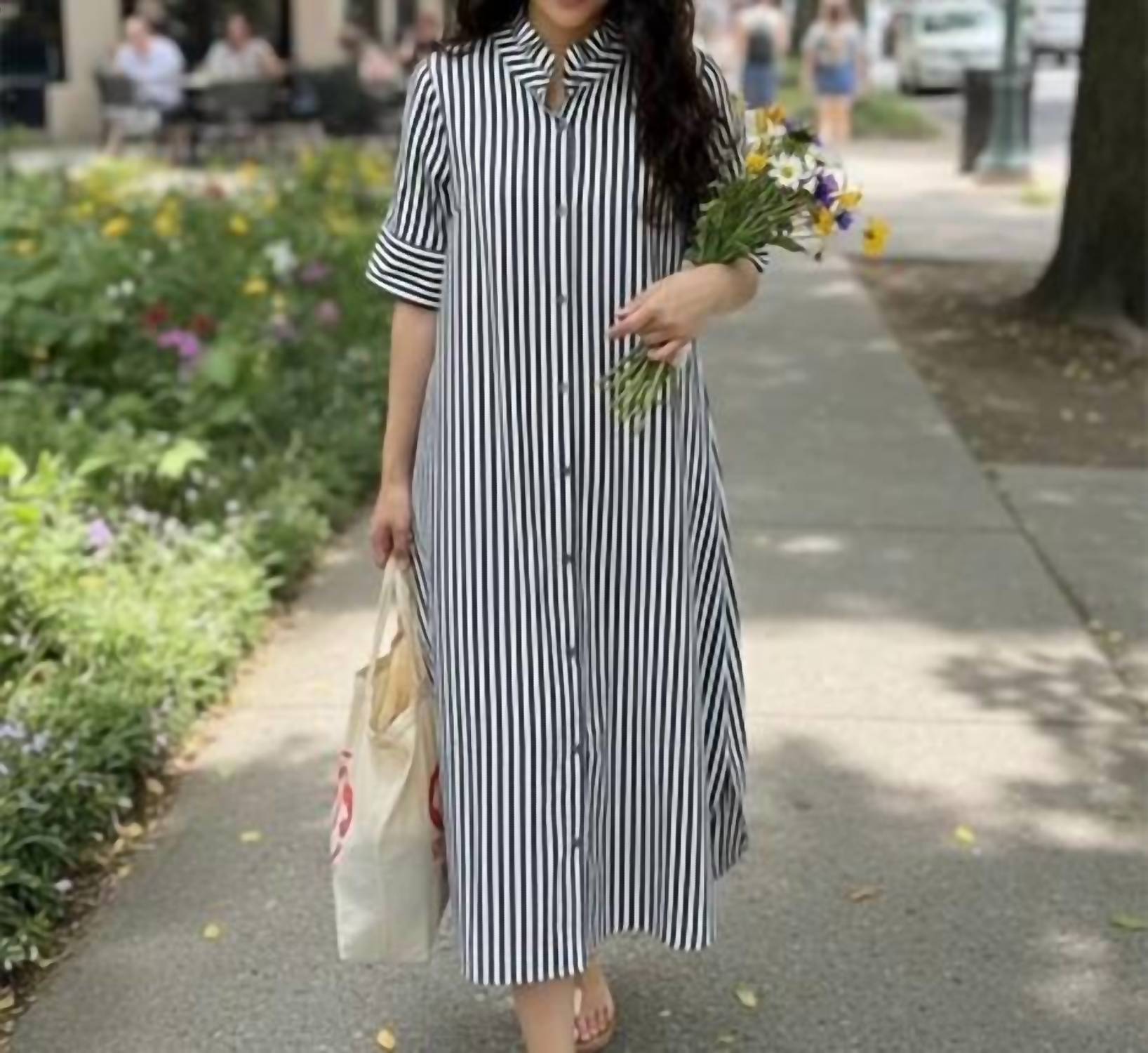 Entro - Button Front Midi Shirt Dress