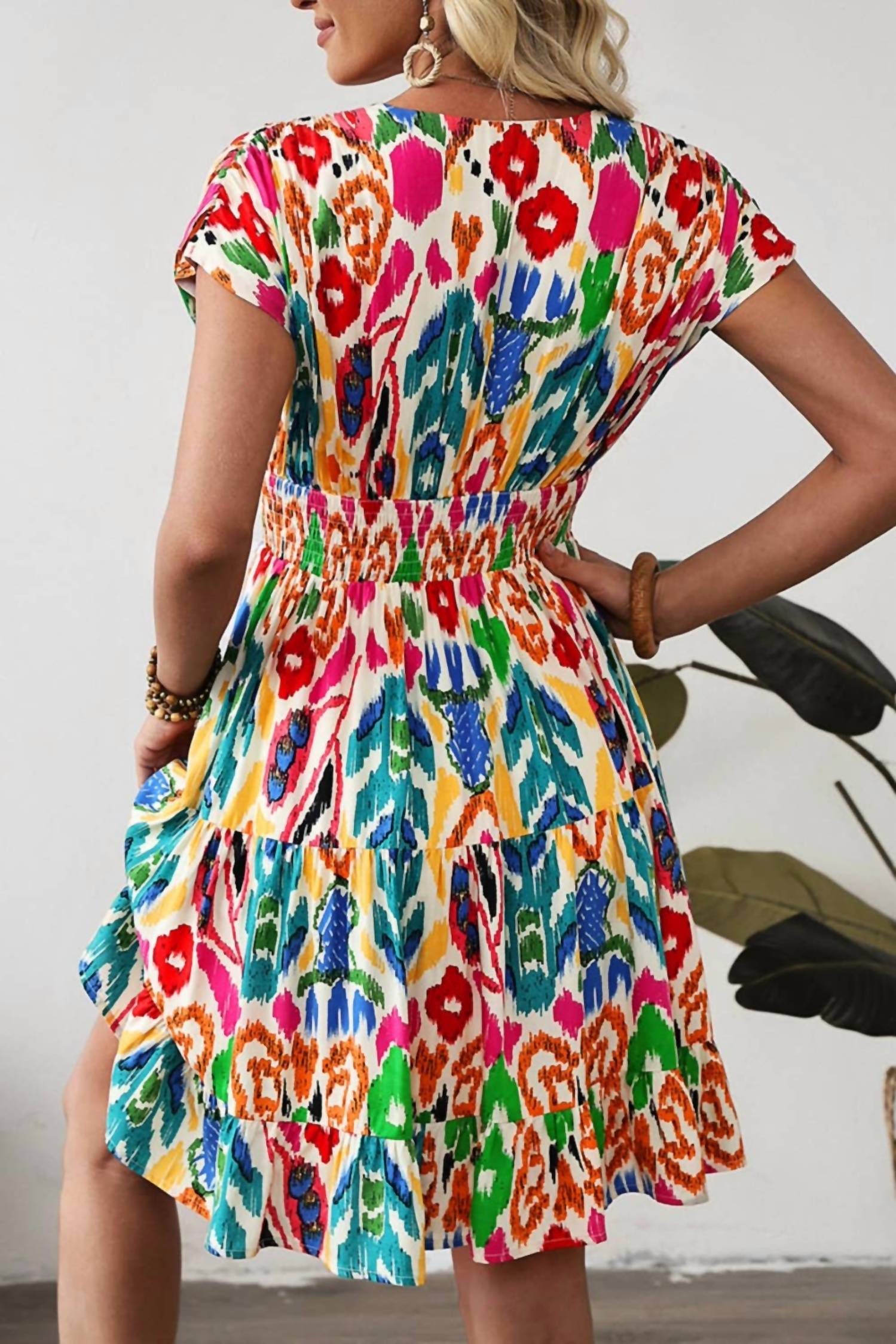 1 The Woman - Abstract Print Ruffle Tiered Mini Dress
