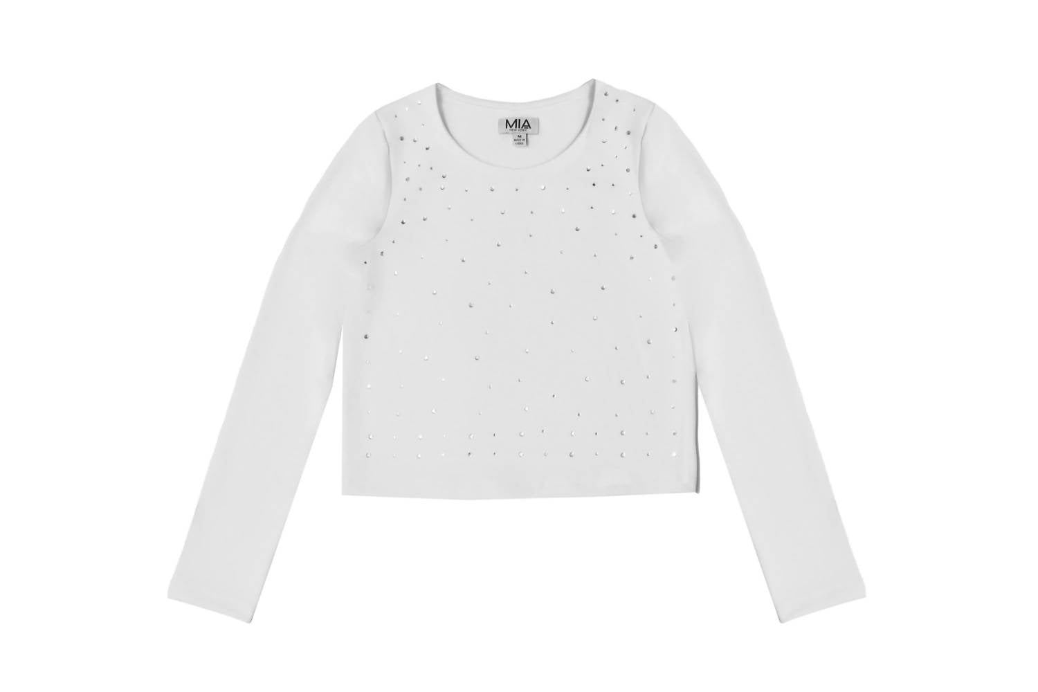 Mia - Girls' Glam Rhinestone Long Sleeve Top