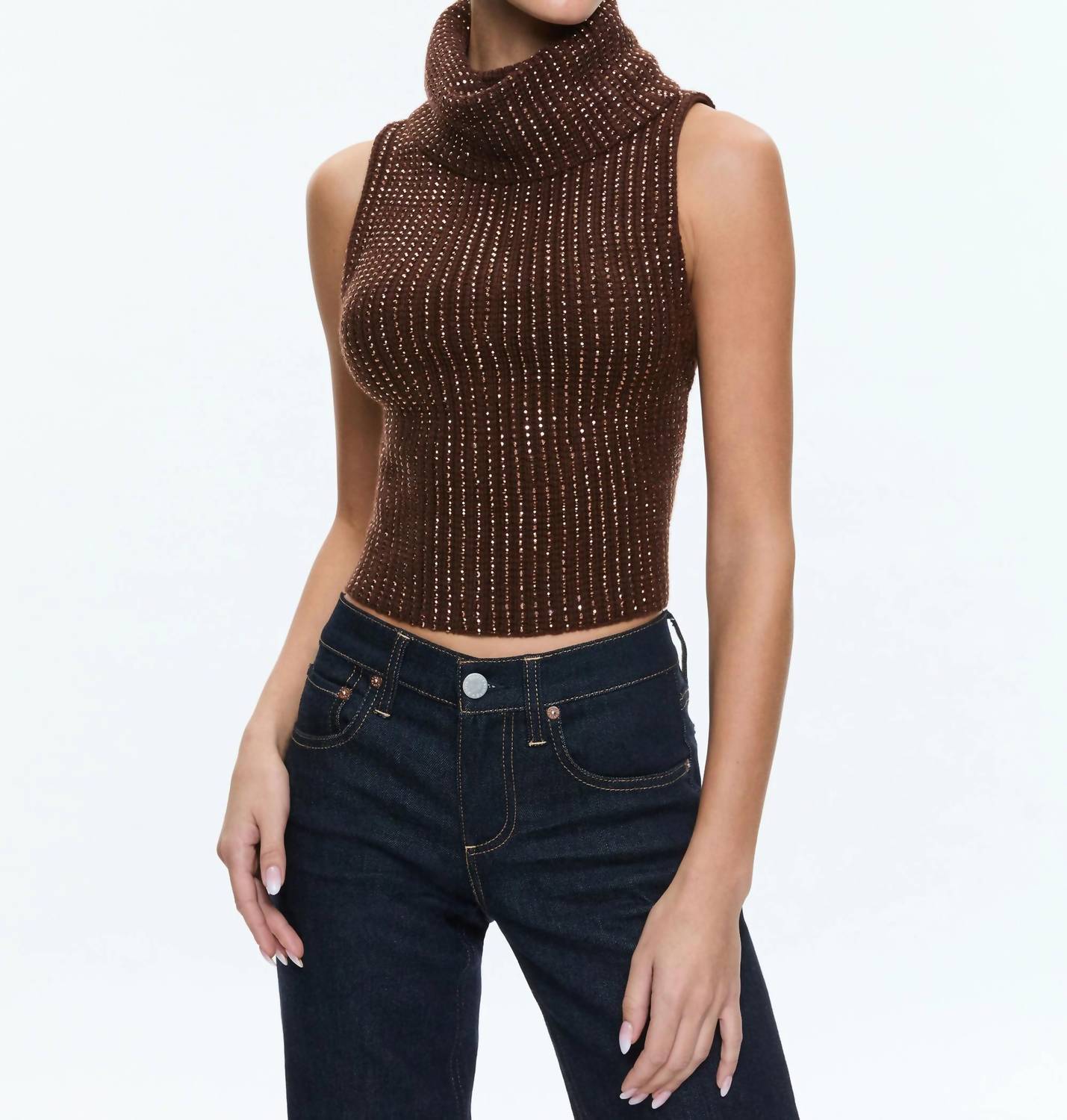 Alice + Olivia - Alma Shell Sweater With Heatset Stones