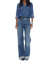 Velvet Heart Riley Denim Shirt in blue - women's shirt - detail view