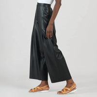 Clara Sunwoo - Liquid Leather Sheen Pleated Wide Leg Pocket Pant